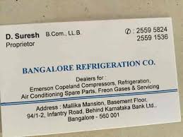 Bangalore Refrigeration Co In Infantry