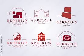 Set Of Brick Wall Bricklayer Logo Icon