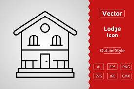 Vector Lodge Outline Icon Design