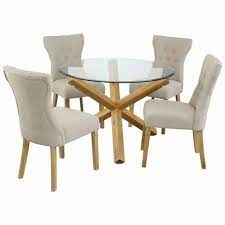 Round Glass Dining Table Set For Hotel
