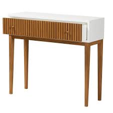 White Rectangle Wood Top Console Table