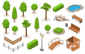 Isometric Park Landscape Elements Icon