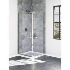 Delta Industrial 36 In L X 36 In W X 76 In H Corner Shower Kit With Pivot Frameless Shower Door And Shower Pan Stainless