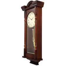 Bedford Clock Collection Grand 31 In Antique Mahogany Cherry Chiming Pendulum Wall Clock