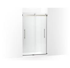 Kohler K 702421 L Levity Plus Frameless Sliding Shower Door 77 9 16 H X 44 5 8 47 5 8 W With 5 16 Thick Crystal Clear Glass Anodized Brushed