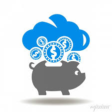 Piggy Bank Cloud Dollar Coins Rain Icon