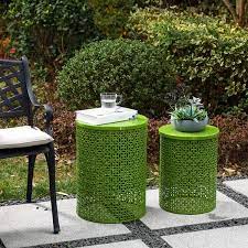 Multi Functional Metal Green Garden Stool Or Planter Stand Or Accent Table Or Side Table Set Of 2