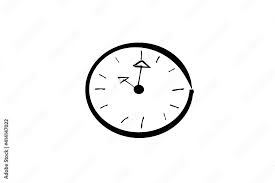 Hand Drawn Wall Clock Icon Stock Vector