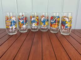 1983 Smurf Hardees Collector Glasses