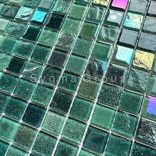 Green Glass Mosaic Tile For Bathroom