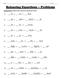 Intro To Balancing Chemical Equations