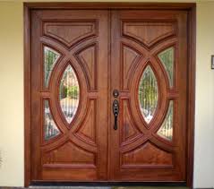 Hinged Wooden Glass Double Door For