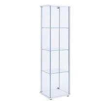 White Glass And Metal Curio Cabinet