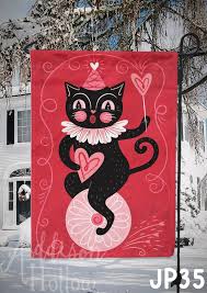 Mini Flag Valentines Black Cat