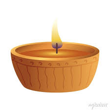 Wooden Diwali Candle Decorative Icon