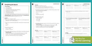 Completing The Square Worksheet