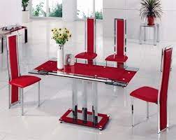 Red Glass Extending Dining Room Table