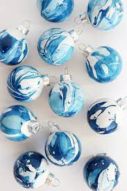 Diy Indigo Marbled Ornaments Alice