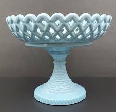 Taylor Blue Milk Glass Compote Pedestal