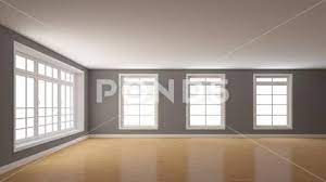 Empty Room With Grey Plastered Walls A