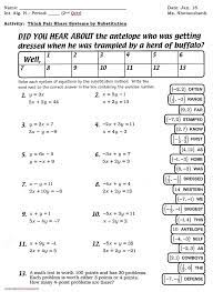 Equations Substitution Worksheet Word