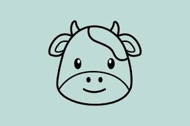 Outline Cute Cow Icon Graphic By