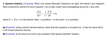 Solved 2 Special Relativity 10