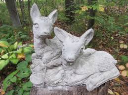 Deer Doe And Fawn Concrete Garden Art