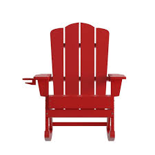 Carnegy Avenue Red Plastic Outdoor Rocking Chair In Red