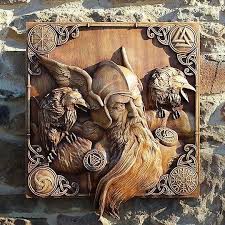 Odin Wooden Wall Sculpture With