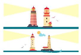 vector set of lighthouses cartoon