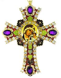 Kazan Icon In Jeweled Wall Cross