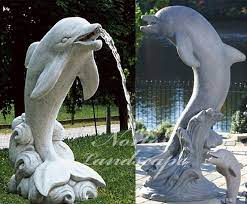 Marble Three Dolphin Statues