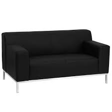 Black Faux Leather 2 Seater Loveseat