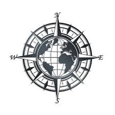 World Map Compass Metal Wall Art