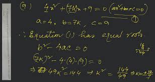 Quadratic Equation 4x2 7kx