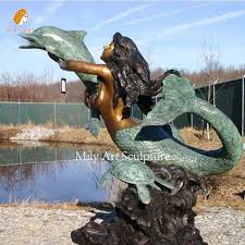 Life Size Beautiful Bronze Mermaid