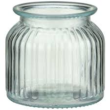 Small Ribbed Glass Jar With Wooden Lid