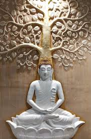 White Buddha Statue In Front Of Tree