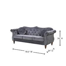 Square Arm 3 Seater Nailhead Trim Sofa