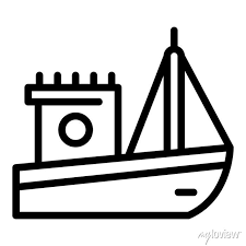 Nautical Fishing Boat Icon Outline