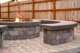 Stone Seating Bench On A Paver Patio