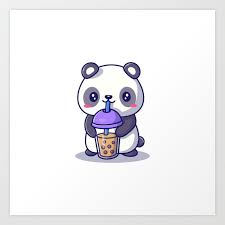 Cute Panda Drinking Milk Tea Boba