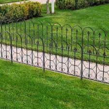 32 In H X 24 In Black Steel Garden Fence Panel Rustproof Decorative Garden Fence 5 Pack