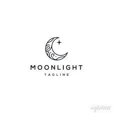 Elegant Crescent Moon And Star Logo