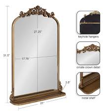 Kate And Laurel Arendahl Traditional Arch Mirror With Shelf 21x32 Gold