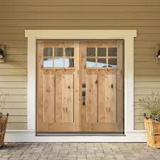 Krosswood Doors 72 In X 80 In Craftsman Knotty Alder Rm Stained Dentil Shelf Right Hand 12 Lite Clear Wood Double Prehung Front Door Red Mahogany