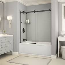 Grey Bathtub Shower Kit With Left Drain