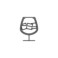 Snifter Glass Icon With Ice Cube On