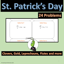 St Patrick S Day Literal Equations